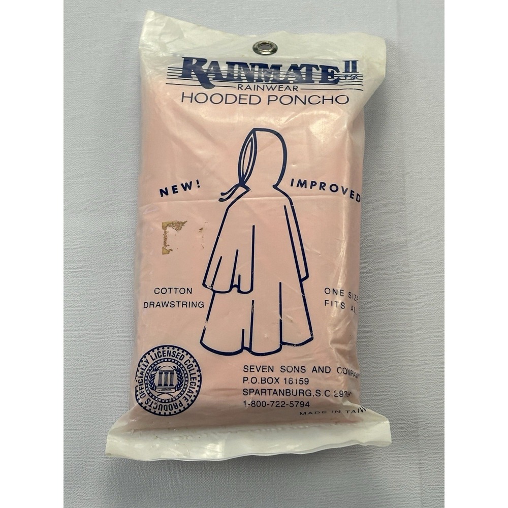 Vintage Auburn Tigers Rainmate II Hooded Poncho NOS Sealed Rainwear AU Logo